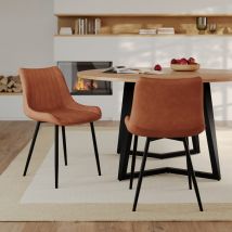 Lot de 2 chaises en cuir synthétique camel et métal noir - Killi - Rendez-Vous Déco