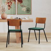 Chaise en bois foncé et velours vert (lot de 2) - Nico