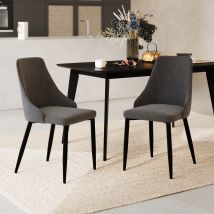 Set de 2 sillas en tela gris oscuro con patas de metal - Pipo