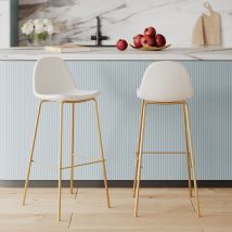 Set de 2 taburetes para isla de cocina en cuero sintético blanco 65 cm - Henrik
