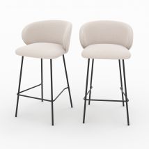 Set de 2 sillas para isla central en tela beige 68 cm - Victoria