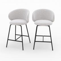 Chaise pour îlot central en tissu gris chiné blanc 68 cm (lot de 2) - Cécilia