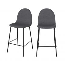 Set de 2 sillas para isla central en tela gris oscuro 65 cm - Léna