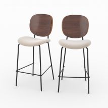Set de 2 sillas de bar de tela beige 65,5cm - Simone