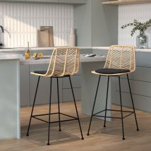 Set de 2 sillas para isla de cocina en ratán natural 66 cm - Tamara