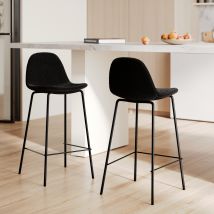 Set de 2 sillas para isla de cocina en tela negra 65,5 cm - Henrik