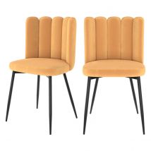 Chaise en velours jaune et pieds en métal (lot de 2) - Rosy