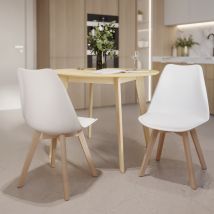 Set de 2 sillas escandinava blanca con patas de madera - Skandi