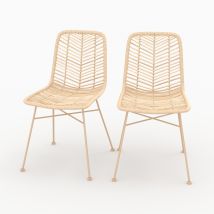 Set de 2 sillas en ratán natural con patas beige - Tamara