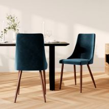 Set de 2 sillas de terciopelo azul - Vinni