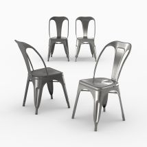 Paquete de 4 sillas de metal gris - Indus
