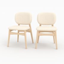 Lot de 2 chaises en tissu bouclé beige - Paulette - Rendez-Vous Déco