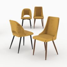 Pack de 4 sillas de terciopelo amarillo - Pénélope