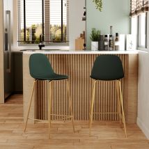 Set de 2 taburetes para isla de cocina en cuero sintético verde 65 cm - Henrik