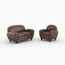 Ensemble canapé et fauteuil marron 3 places - Club - Club - Rendez-Vous Déco