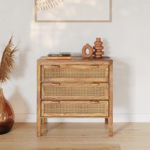 Cómoda de madera y caña con 3 cajones - Tiki