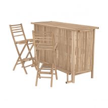 Ensemble bar et chaise de bar de jardin en bambou (lot de 2) - Vadella