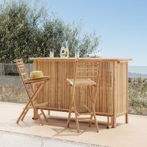 Ensemble bar et chaise de bar de jardin en bambou (lot de 2) - Vadella