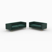 Ensemble canapés en velours vert 5 places - Gatsby - Rendez-Vous Déco