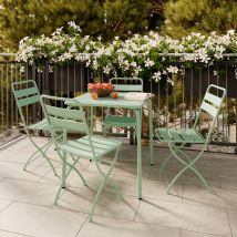 Mesa y sillas de jardín para 4 personas en metal verde - Yumi