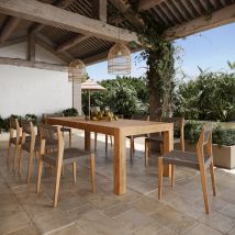 Mesa y sillas de jardín para 8 personas de madera - Zia