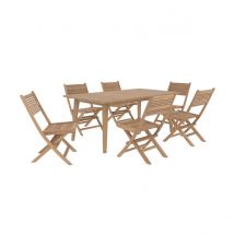 Ensemble table et 6 chaises de jardin en bois de teck - Barton