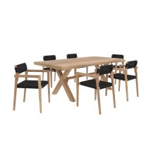 Ensemble table et 6 chaises de jardin en bois de teck - Suri