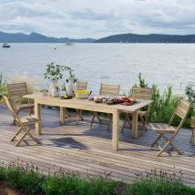 Ensemble table rectangulaire et 6 chaises de jardin en bois de teck - Nido