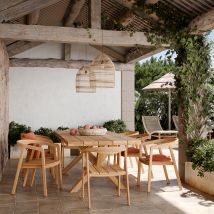 Table et chaises de jardin 8-10 personnes en teck massif - Soraya