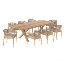 Table et chaises de jardin 8-10 personnes en teck massif - Izïa