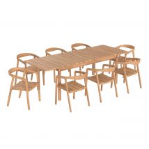 Table et chaises de jardin 8-10 personnes en teck massif - Kora