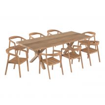 Table et chaises de jardin 8-10 personnes en teck massif - Soraya