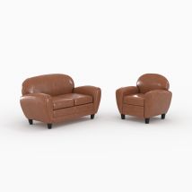 Ensemble canapé et fauteuil camel 3 places - Club - Club - Rendez-Vous Déco