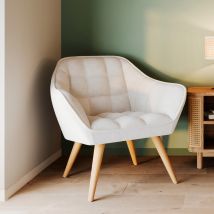 Fauteuil blanc en tissu effet laine bouclette - Simba