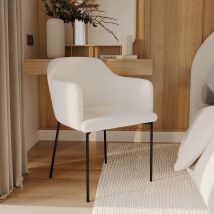 Sillón blanco en tejido bouclette efecto lana - Glam
