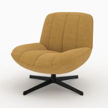 Fauteuil pivotant en tissu effet velours jaune moutarde - Elvis - Rendez-Vous Déco