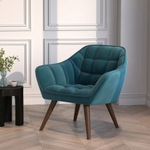 Fauteuil en velours turquoise avec accoudoirs - Simba