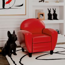 Fauteuil rouge en croute de cuir enduite - Club