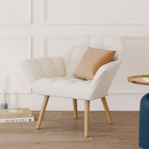 Fauteuil en tissu bouclé blanc - Simba - Rendez-Vous Déco