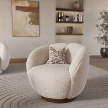 Fauteuil pivotant en tissu bouclé blanc - Ysé