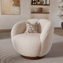 Sillón giratorio en tela bouclé blanco - Ysé