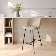 Chaise de bar en tissu bouclé beige 66 cm - Groom - Rendez-Vous Déco
