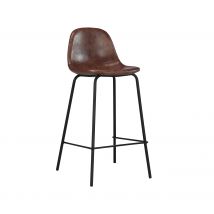 Chaise pour îlot central 65 cm en cuir synthétique marron - Henrik