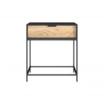 Table de chevet 1 tiroir en bois d'acacia et métal noir - Jakson