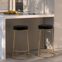 Set de 2 sillas para isla de cocina de terciopelo negro 63 cm - Kendal