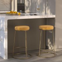 Set de 2 sillas para isla de cocina de terciopelo amarillo curry 63 cm - Kendal