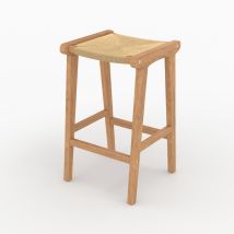 Tabouret pour ilot central 68 cm en teck et rotin - Kuna