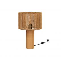 Lampe en papier de corde et socle en rondin de bois - Mira