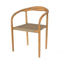 Chaise de jardin en corde tressée grise et bois de teck - Lanza