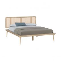 Cama doble 160x200 cm en madera y caña - Adik